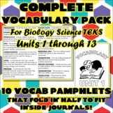 Bundle: Complete Vocabulary Pack for Biology Science TEKS