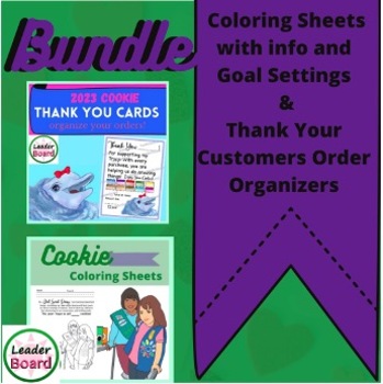 Preview of Bundle Cookie Goal Setting Color Pages & 2023 Customer Thank You Cards