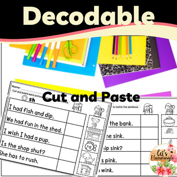 Preview of Bundle Cut and Paste Decodable Sentence Strips Picture Matching Morning Work