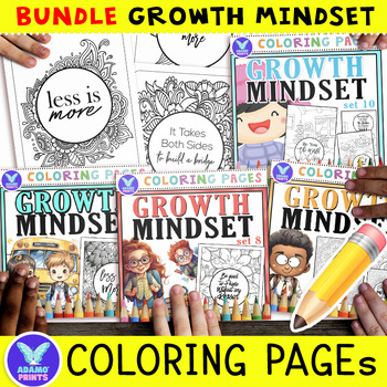 Preview of Bundle Daily Reminder Series GROWTH MINDSET Coloring Pages Mindfulness Activity