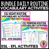 Bundle Daily Routine Worksheets and Vocabulary Cards | ESL