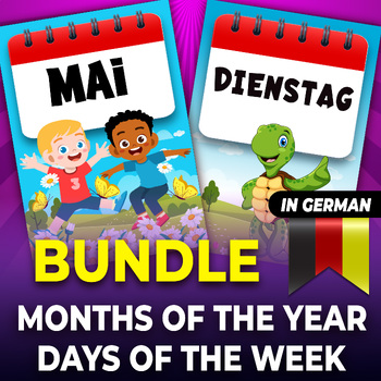 Preview of Bundle, Days of the week FlashCards, Months of the year flash cards in German