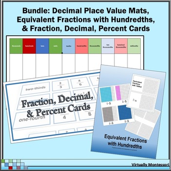 Preview of Bundle: Decimal Place Value Mats, Fraction/Decimal/Percent Sort, Equiv Fractions