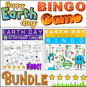 Preview of Bundle EARTH DAY BINGO Game ⭐ COLOR & B/W ⭐For Kindergarten to 3rd Grade ⭐