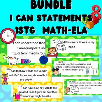 Preview of Bundle ELA Math 1st. grade I can statements common core standards