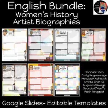 Preview of Bundle (EN): Women's History Artist Biographies, Google Slides, Online Learning