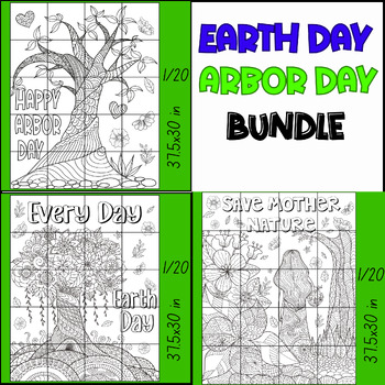 Preview of Bundle Earth Day/Arbor Day Mandala Collaborative Coloring Posters Craft Art