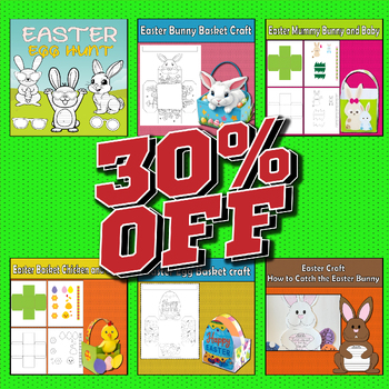 Preview of Bundle Easter Egg craft Printable Easter coloring Basket Template