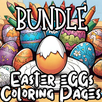 Preview of Bundle Easter Eggs Coloring Page | Sheets for Kids - 80 Cute Hunt Easter Eggs 