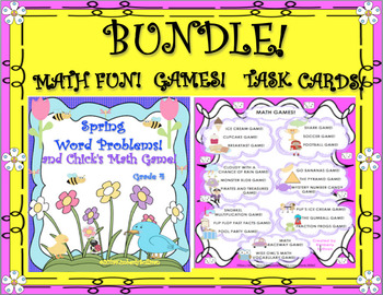 Preview of Bundle! Distance Learning  Math Games and Spring! Word Problems