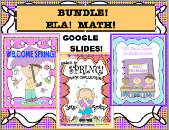 Preview of Bundle End of the Year Review Math ELA Google Slides Independent Workbook
