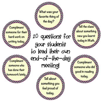 Bundle: 40 End-of-the-day & Morning Questions for Student-led Meetings.