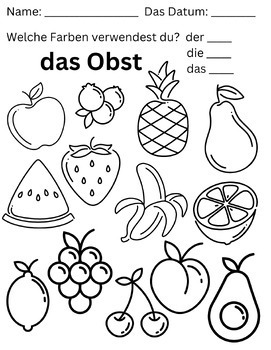 Preview of Bundle: Essen und Trinken - German Food/Drink Unit 28 Pages + der/die/das sheets