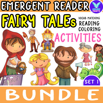 Preview of Bundle FAIRY TALES SET 1 - Emergent Reader Kindergarten NO PREP Activities