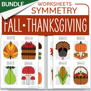 Preview of Bundle Fall Thanksgiving Symmetry Turkey Pumpkin Math Centers Bulletin Board