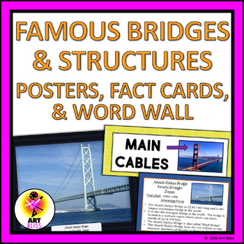 Preview of Famous Bridges & Structures Posters & Vocabulary Word Wall Bundle, STEM, STEAM