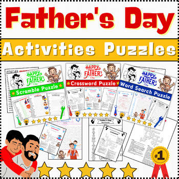 Preview of Bundle Father's Day: Word Scramble/Word Search/Crossword Color & B/W⭐No Prep⭐