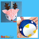 Bundle: Felt Ornaments Penguin & Reindeer for Christmas an