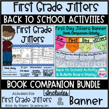 Preview of Bundle: First Grade Jitters Back to School Activities and First Day Banner