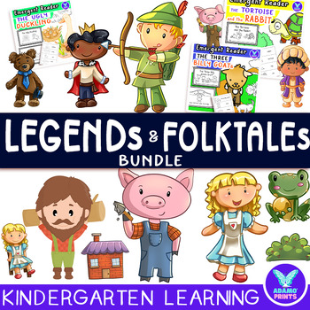 Preview of Bundle Folktales & Legends Emergent Reader Kindergarten ELA NO PREP Activity