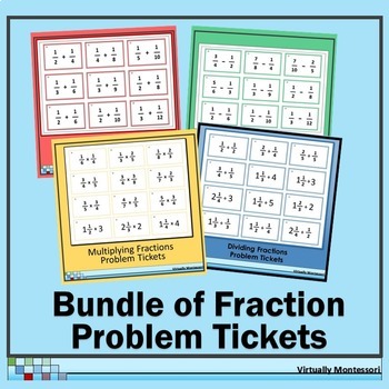 Preview of Bundle: Fraction Problem Tickets for All Operations