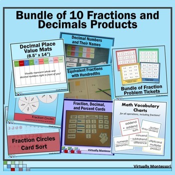 Preview of Bundle: 10 Fractions and Decimals Products