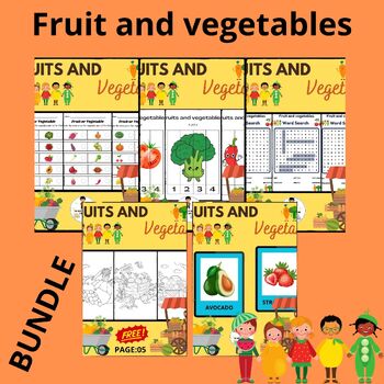 Preview of Bundle Fruit and vegetables Printable Worksheets For Kids