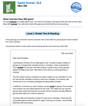 G4 Opinion Reading & Writing - Game Scores Performance Task by NextLesson