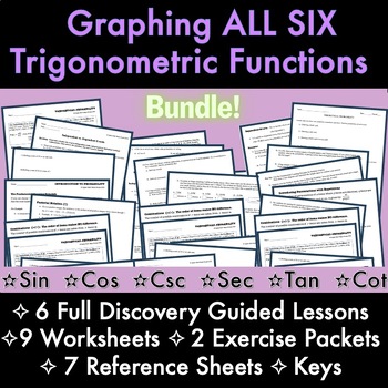Preview of Bundle: GRAPHING SIX TRIGONOMETRIC FUNCTIONS- Lessons, Worksheets, Packets, KEYS