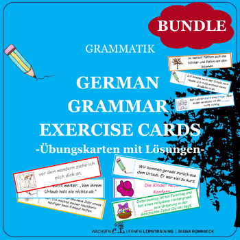 Preview of Bundle: German Grammar exercise cards - Grammatik Übungskarten