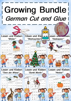 Preview of Bundle: German Read and Glue - Paket: Lesen und Kleben auf Deutsch