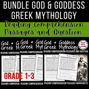 Preview of Bundle God & Goddess Greek Mythology Reading comprehension Passages