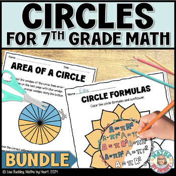 Preview of Area and Circumference of Circles & Parts of a Circle Math Art 7th Grade BUNDLE