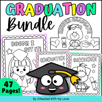 Preview of Bundle Graduation Kindergarten Crown Headband Craft & Coloring Pages End Of Year