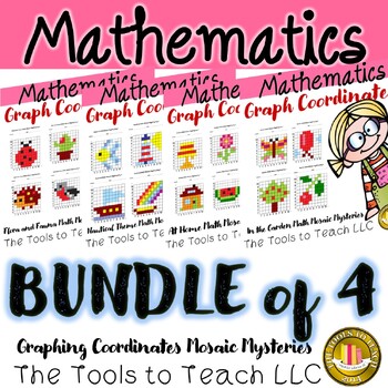 Preview of Bundle Graphing Coordinates 16 Mosiac Math Mysteries No Prep