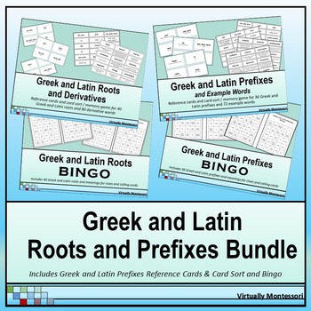 Preview of Bundle: Greek and Latin Roots and Prefixes Card Sorts and Bingo Games