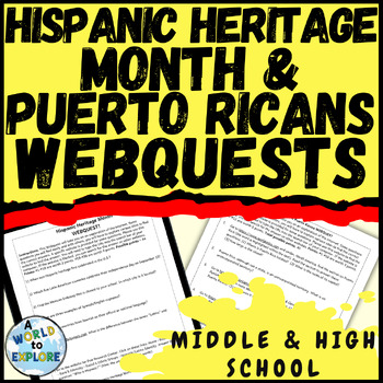 Preview of Bundle Hispanic Heritage Month Activity and Puerto Ricans Research WebQuests