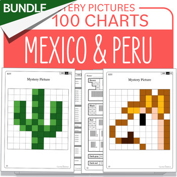 Preview of Bundle Hispanic Heritage Month Mexico Peru Hundred Charts Math Mystery Pictures