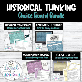 Preview of Historical Thinking Skills Choice Boards Bundle [Editable]