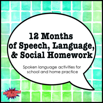Preview of Bundle: 12 months of Speech, Language and Social Homework