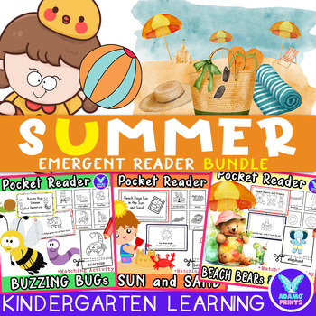 Preview of Bundle I Love SUMMER GAME Pocket Chart Match Vocab Kindergarten NO PREP Activity