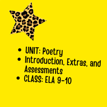 Preview of Bundle: Introduction to Poetry- ELA 9-10 (EDITABLE)