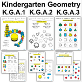2D (Flat) and 3D (Solid) Shapes Worksheets | K.G.A.1,2,3 K