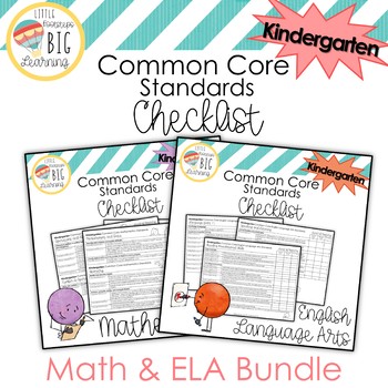 Preview of Bundle! Kindergarten Mathematics and ELA Common Core Standards Checklist
