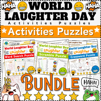 Preview of Bundle Laughter Day Activities: Word Scramble ~ Word Search ~ Crossword⭐No Prep⭐