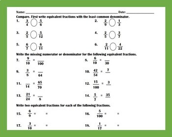 Preview of Bundle for Least Common Denominator/Comparing & Reducing Fractions