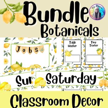 Bundle Lemon Theme Back to School Classroom Decor Editable | TPT