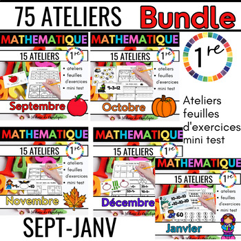 Preview of Bundle Les ateliers mathématiques 1re de septembre à Janvier