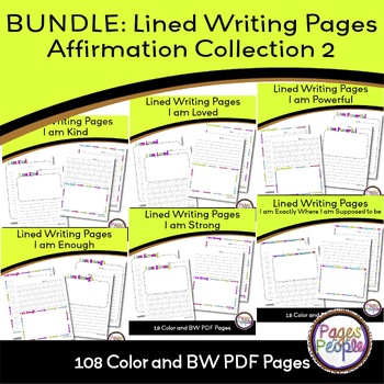 Preview of Bundle: Lined Writing Pages: Daily Affirmation Collection 2 (Neon)