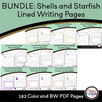 Preview of Bundle: Lined Writing Pages Ocean Shells